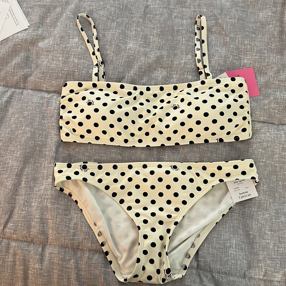 Kate Spade Lia Logo Polka Dot Bikini - SIZE L